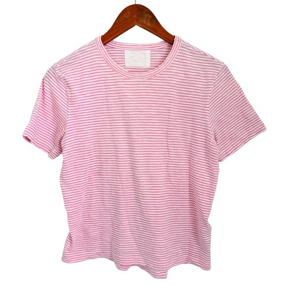 Whistles Womens Pink & White Cotton Striped Short Sleeve T-Shirt S - Picture 2 of 6